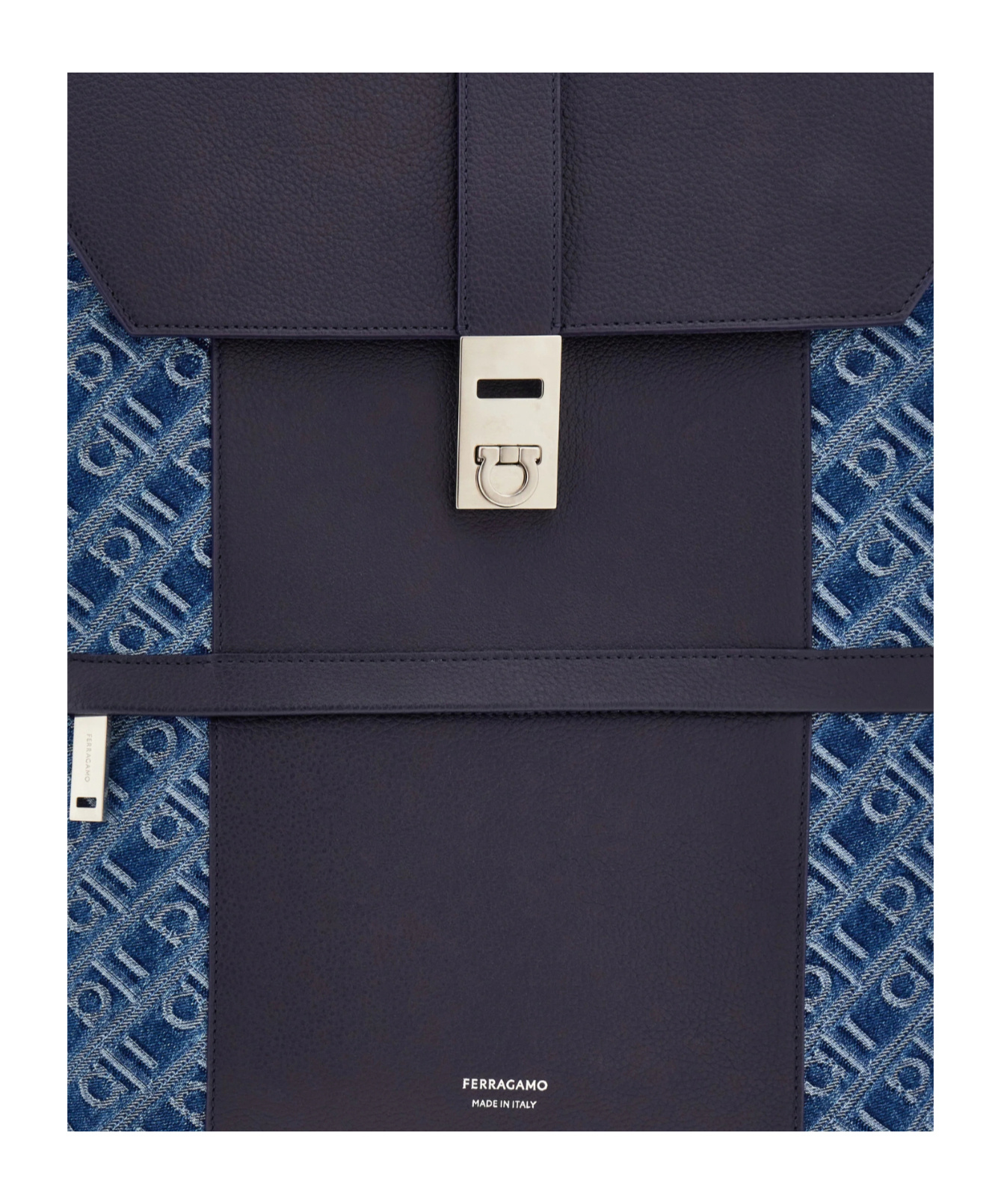 Ferragamo Monogram Backpack With Gancini Buckle In Blue