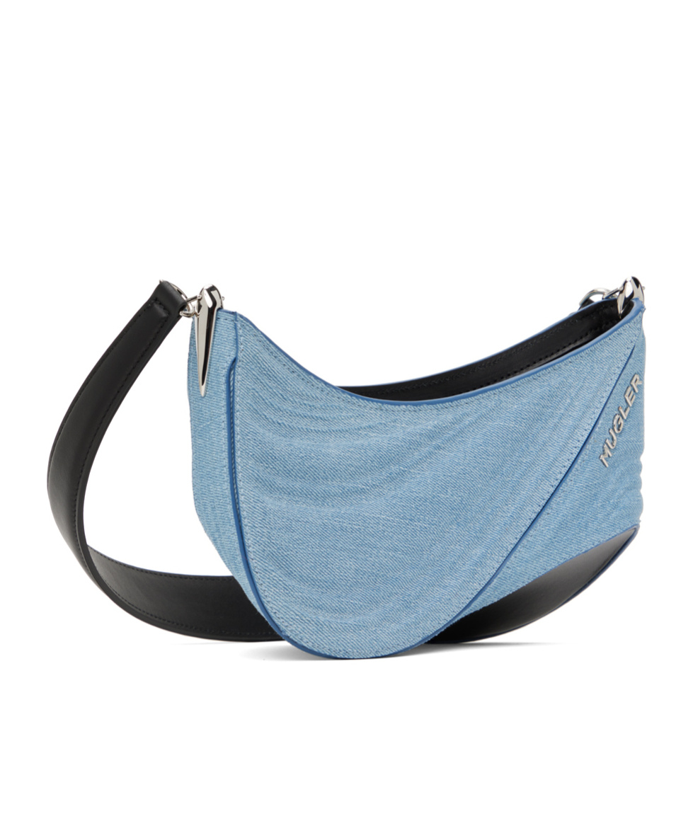 Mugler Small Spiral Curve 01 Shoulder Bag In Blue