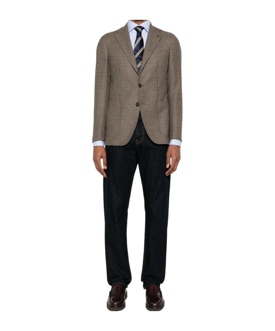 Zegna Spread-collar Long-sleeve Shirt In Blue