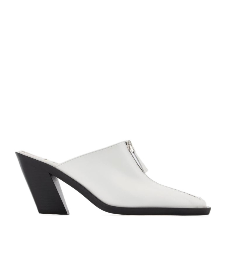 Elleme Paris Eclair-zip 85mm Leather Mules In White