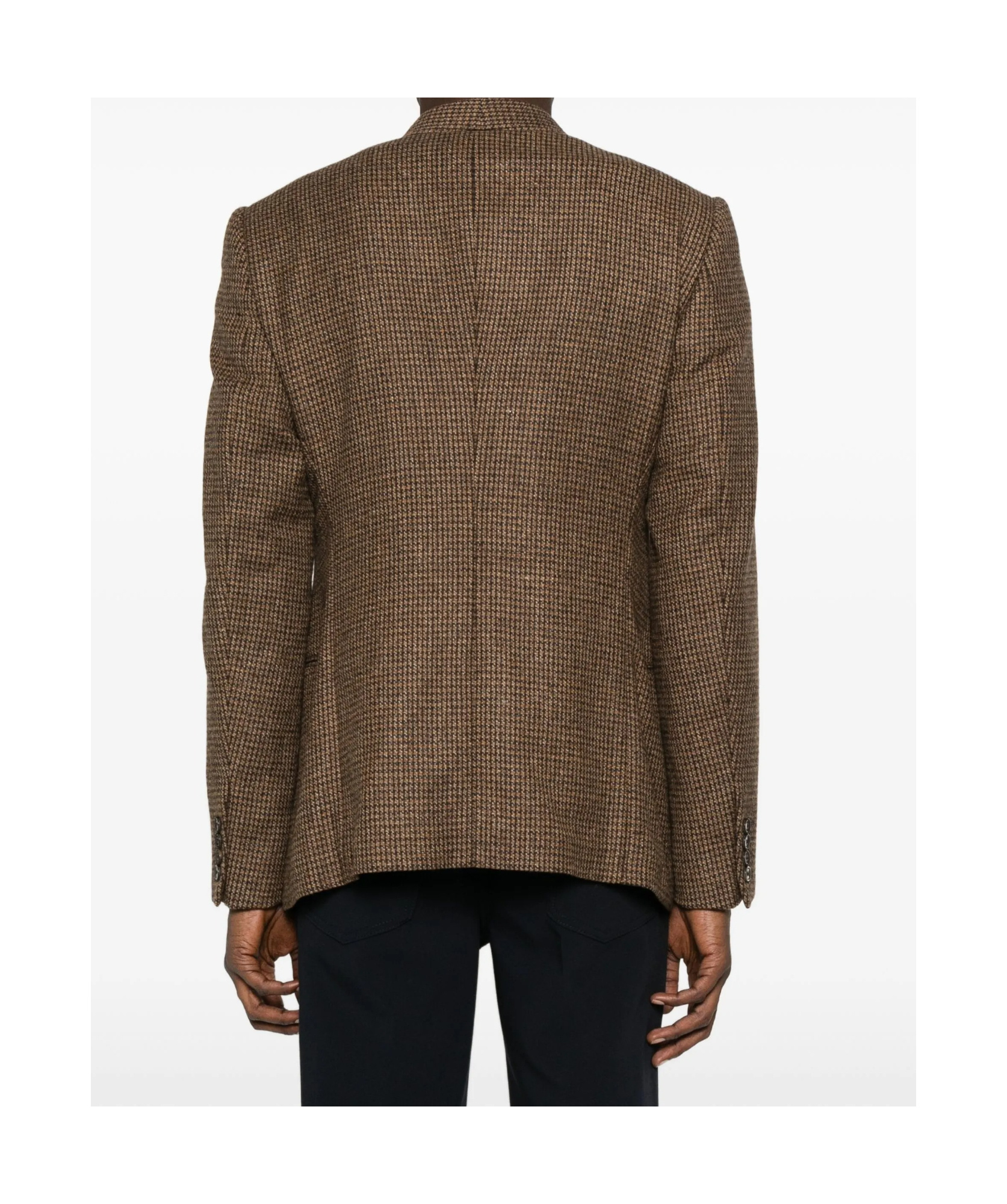 Emporio Armani Houndstooth Double-breasted Jacket In Brown