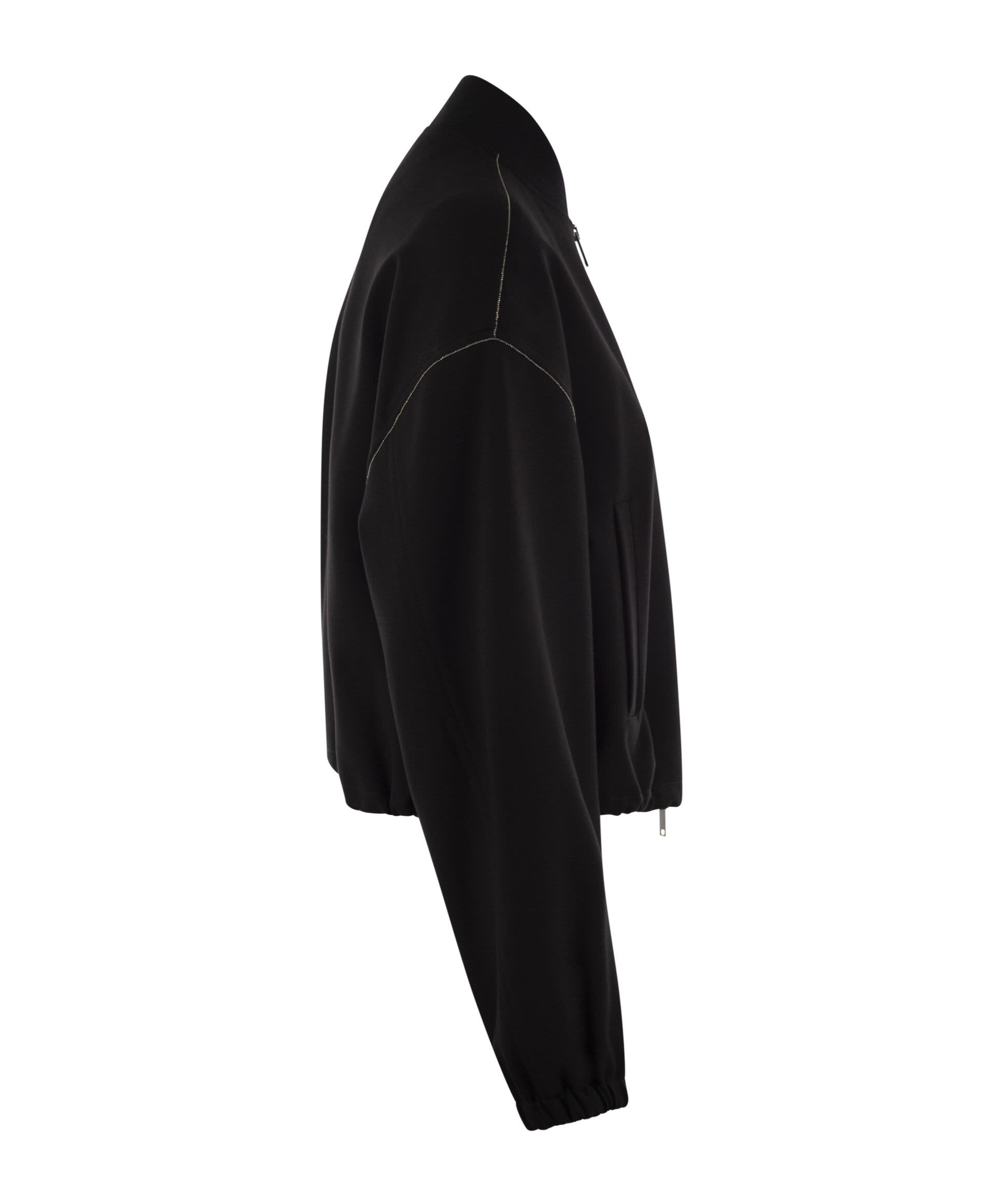Fabiana Filippi Bomber Jacket With Knitted Collar In Black