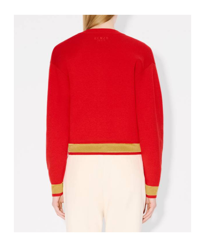 Kenzo Round-collar And Long-sleeved Cardigan In Red