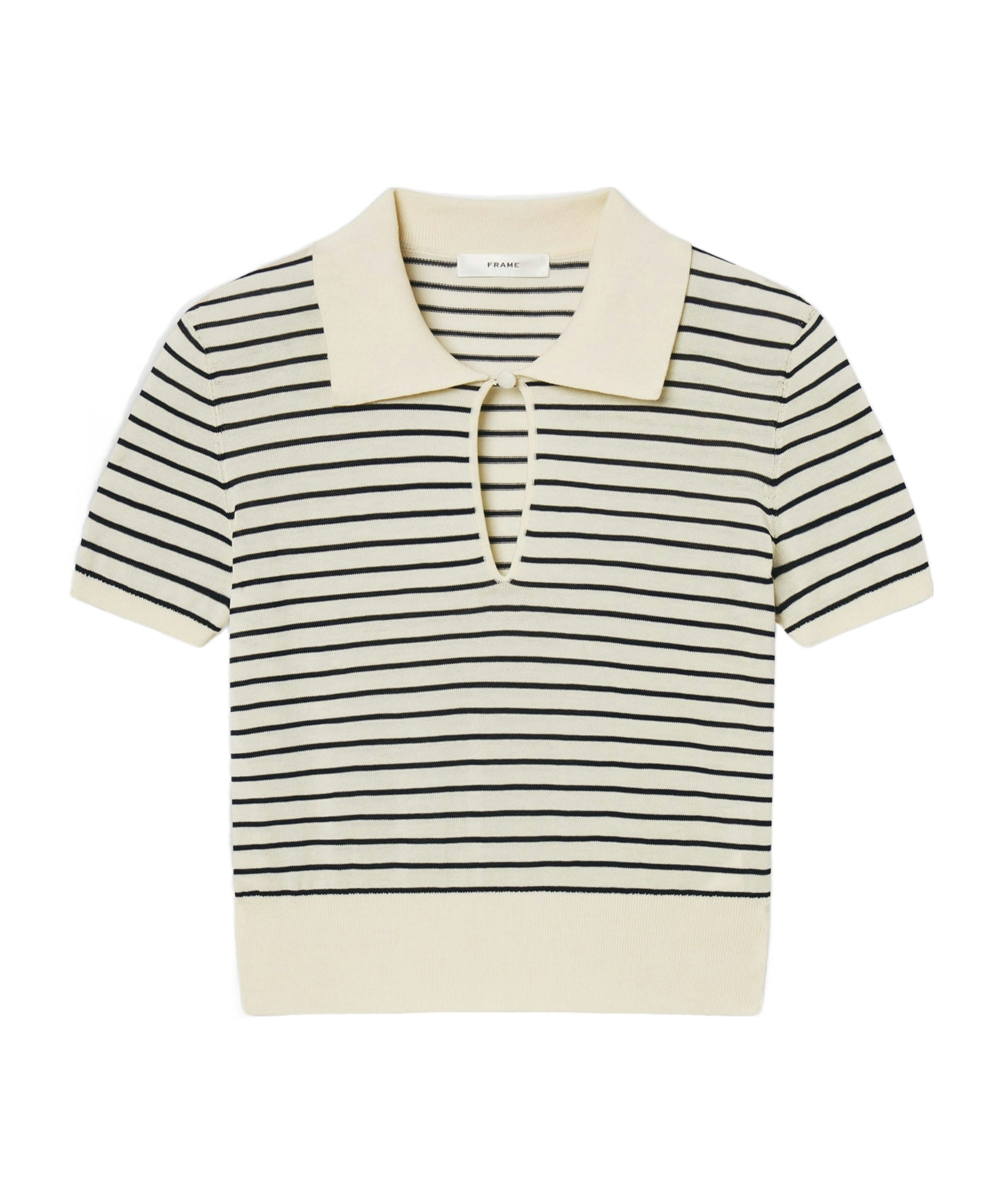 Frame Striped Short Sleeve Polo Shirt In Neutral