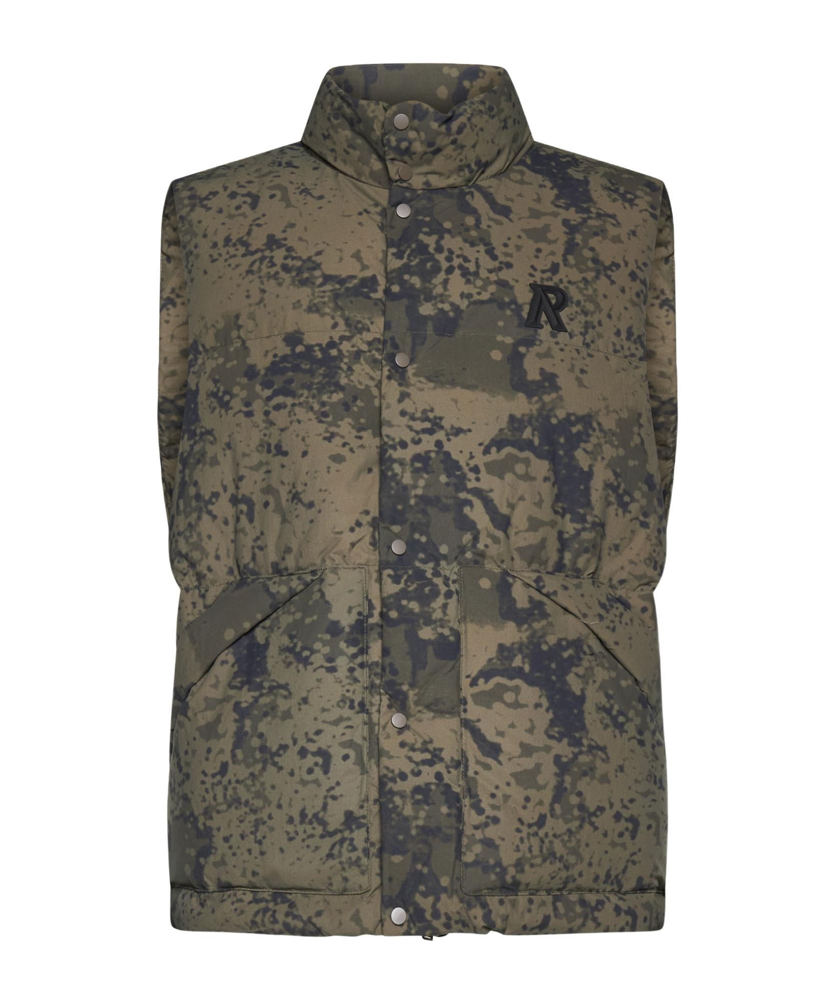 Represent Camouflage Print Nylon Puffer Vest In Black