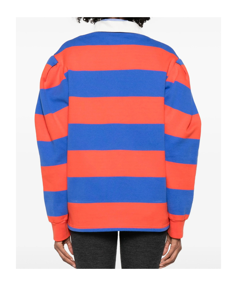 Apc Logo-detail Striped Polo Shirt In Orange
