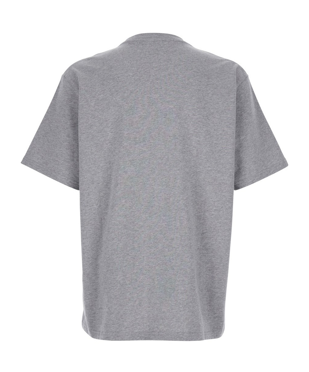 Jw Anderson Grey Crewneck T-shirt With Logo Embroidery On The Front In Gray