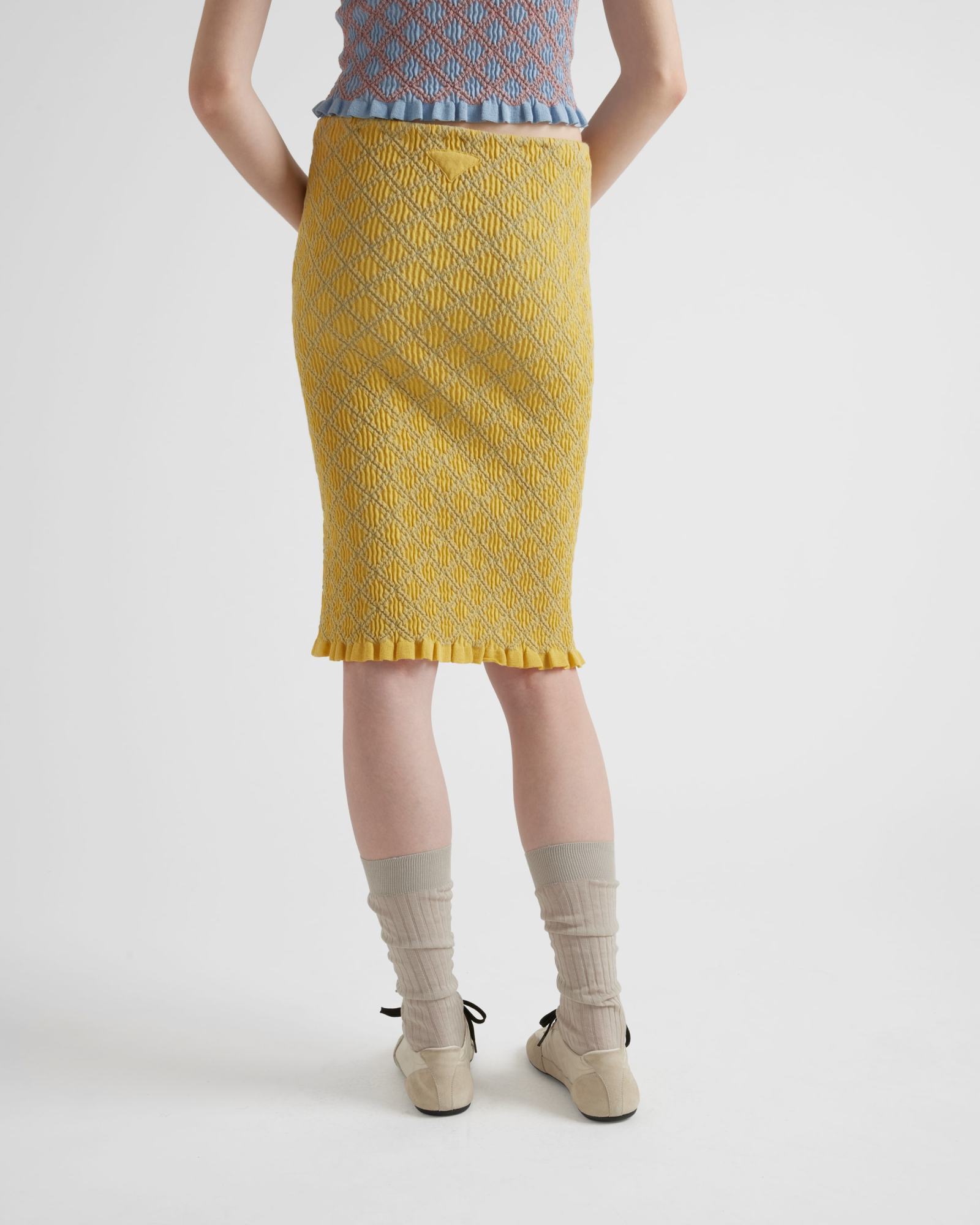 Prada Jacquard Knitted Skirt In Yellow