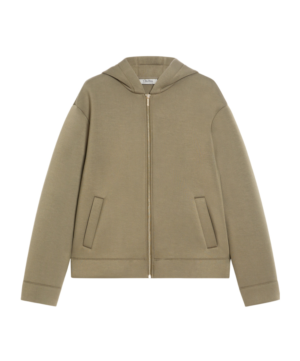 Shop Max Mara Jersey Zip-up Sweatshirt In Brown