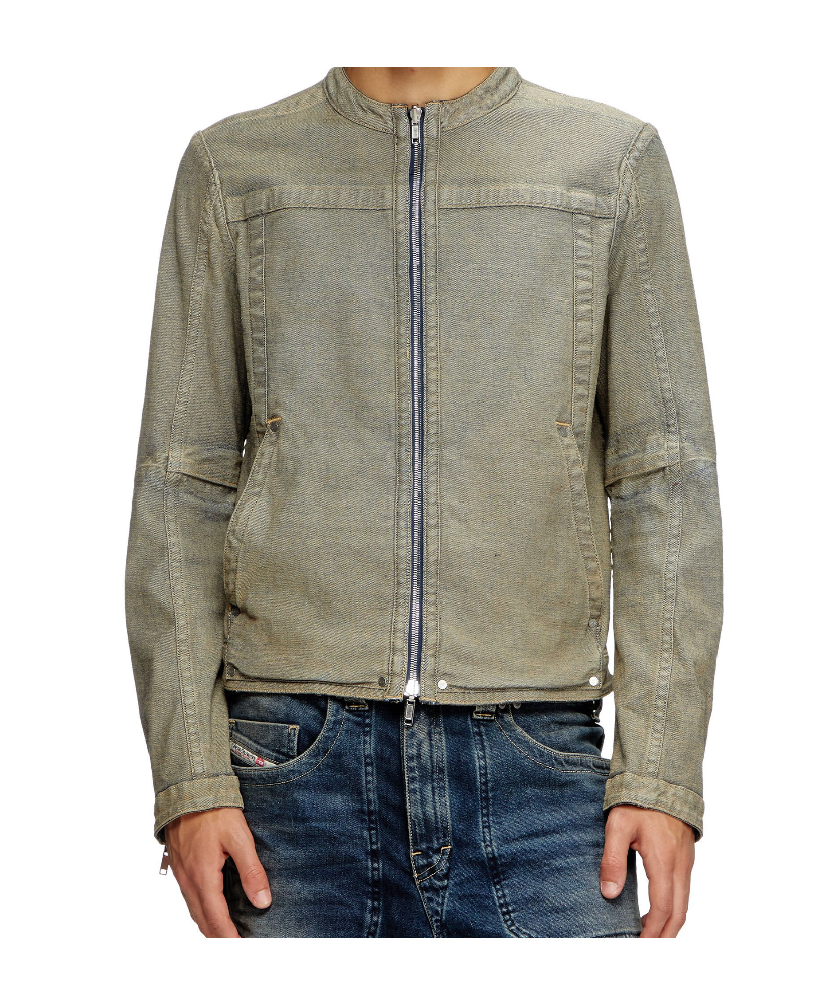 Diesel Moto Jacket In Rehab Denim In Dark Blue