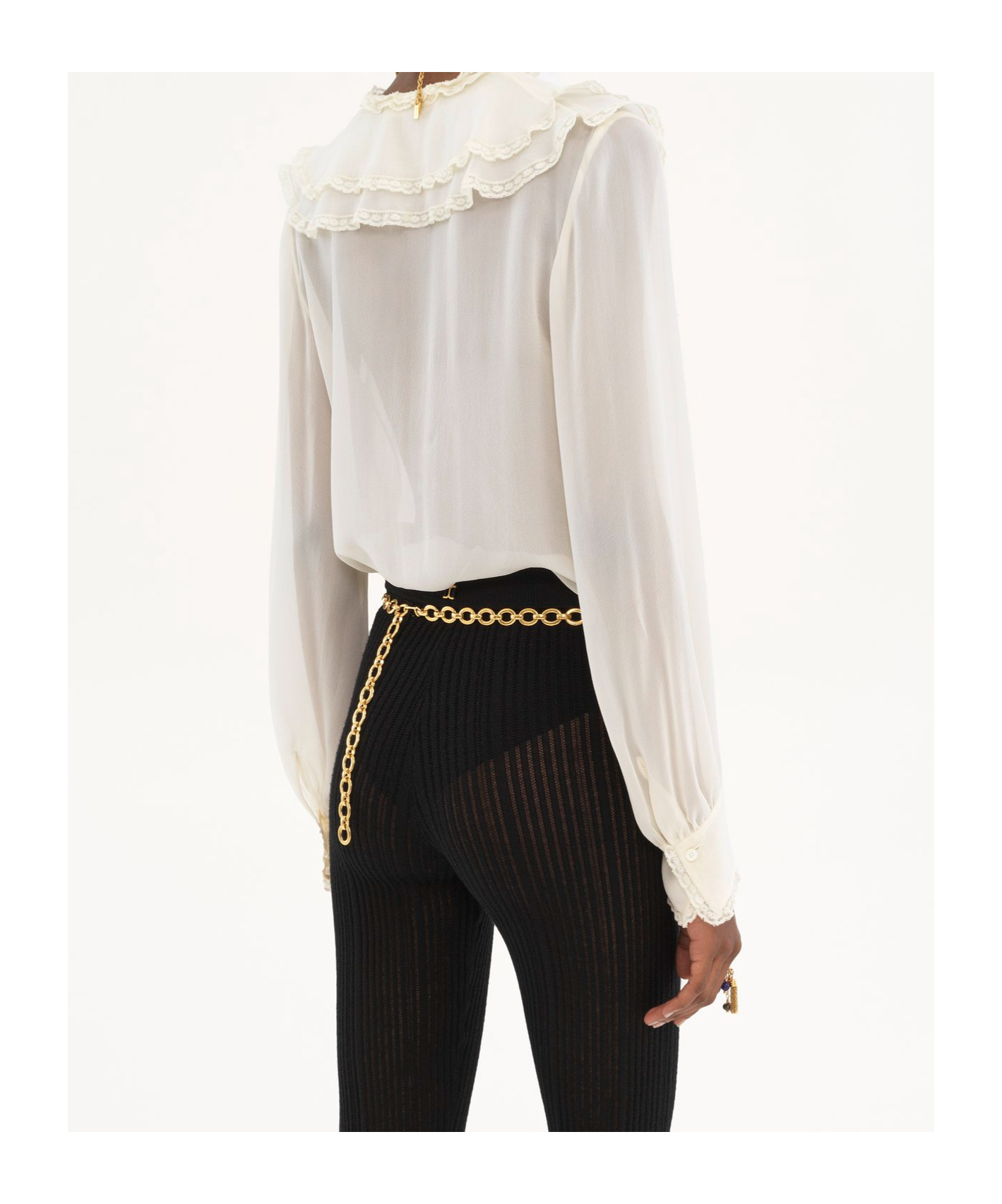 Chloé Lace-trimmed Ruffled Silk Blouse In White