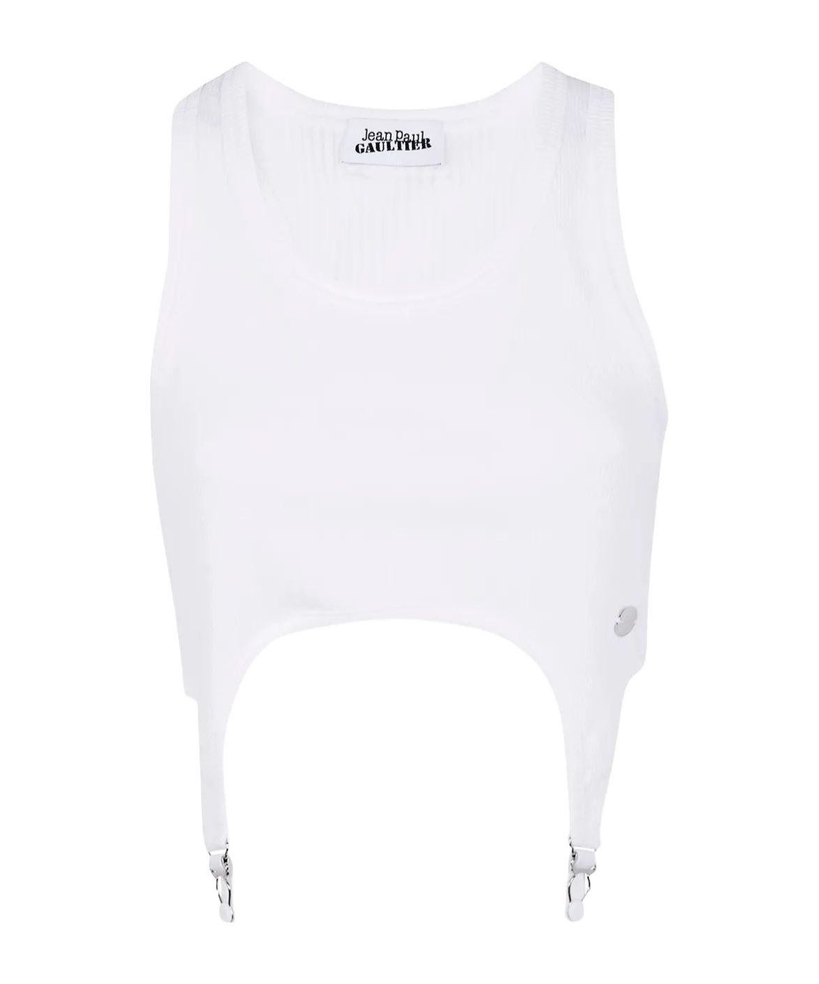 Jean Paul Gaultier Cotton Ribbed Bra With Lingerie Garter Clothing In White