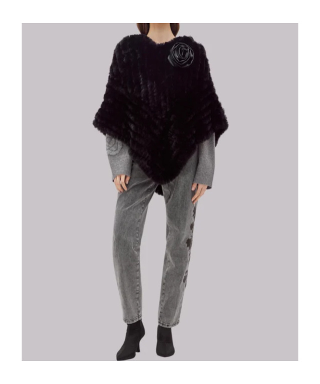 Blugirl Artificial Fur Patch Cape In Blue