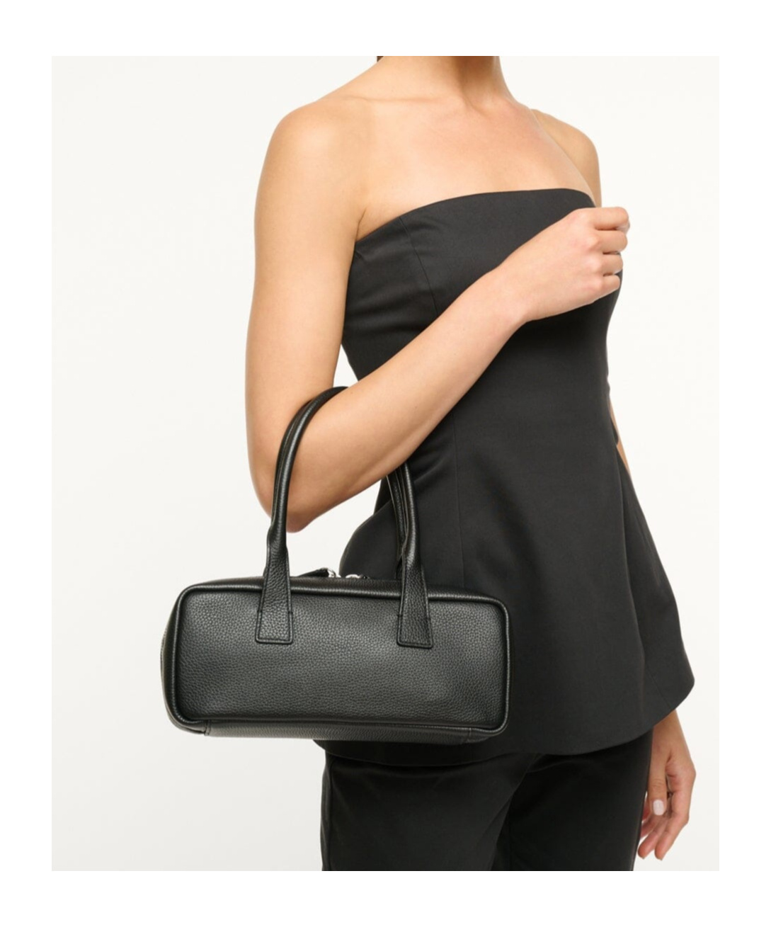 Staud Zippered Shoulder Bag In Black