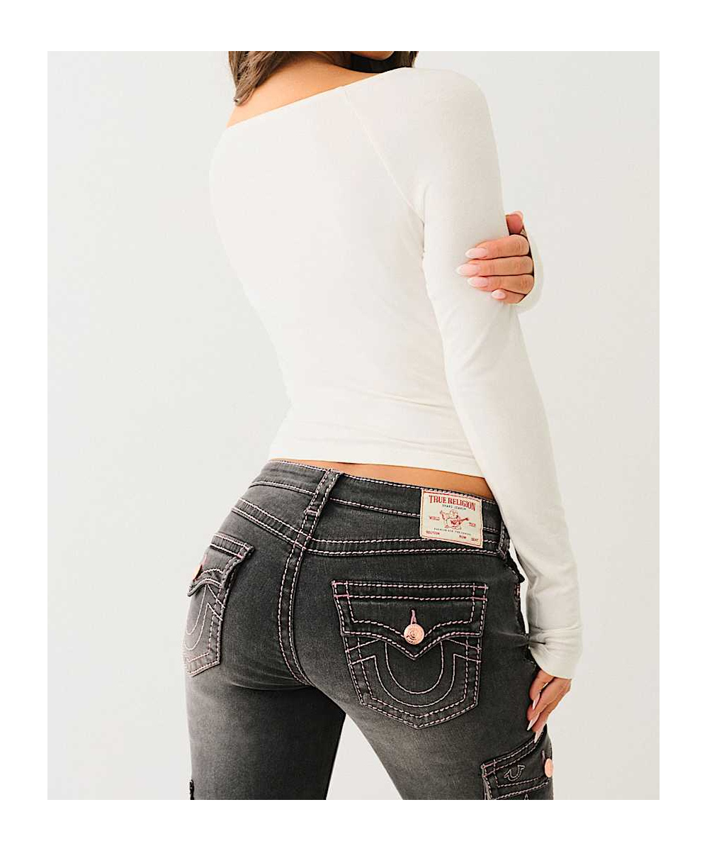 TRUE RELIGION HORSESHOE BOAT NECK LONG SLEEVE TEE 