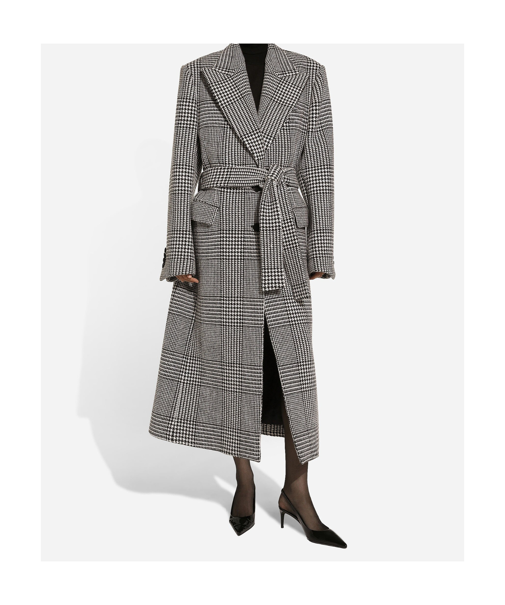 Dolce & Gabbana Check-pattern Coat In Black