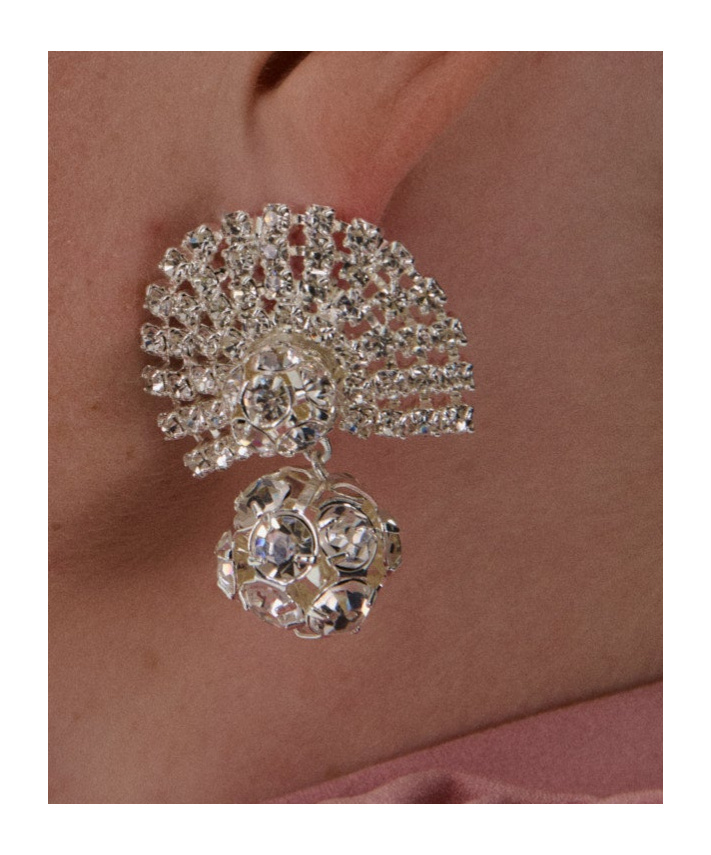 Magda Butrym Fan-shaped Silver Crystal Earrings In Silver