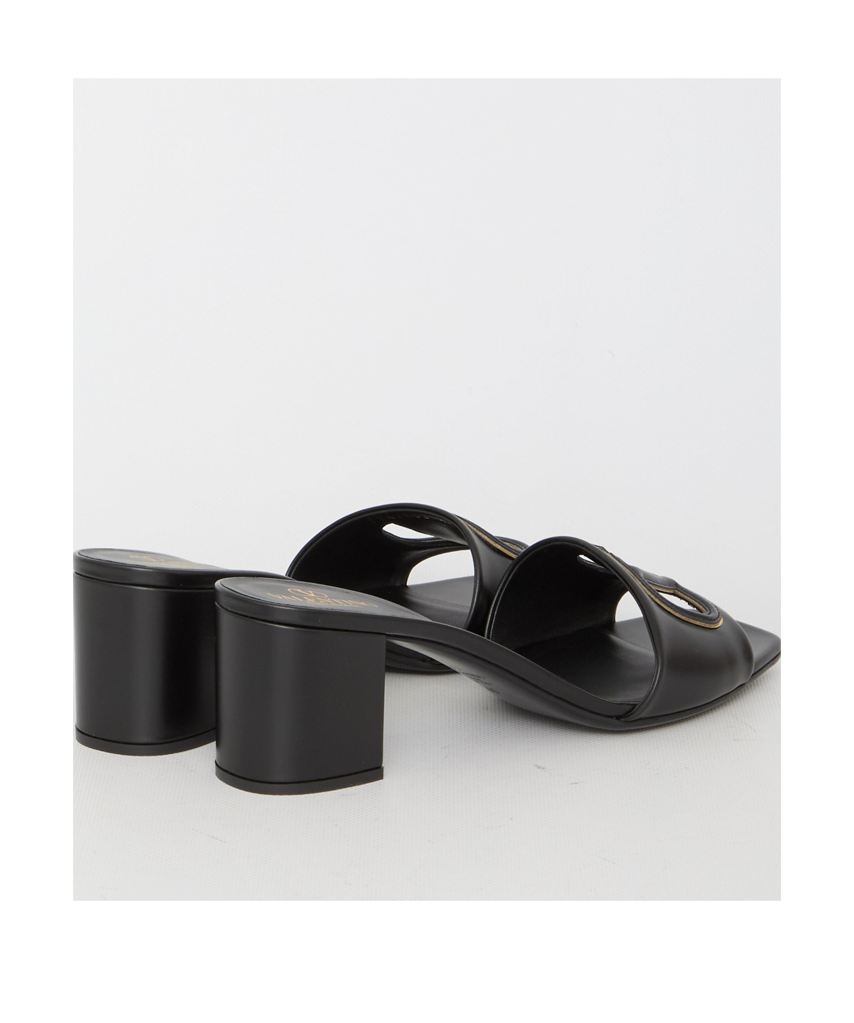Shop Valentino Vlogo Cut-out Slide Sandal In Calfskin 60mm In Black