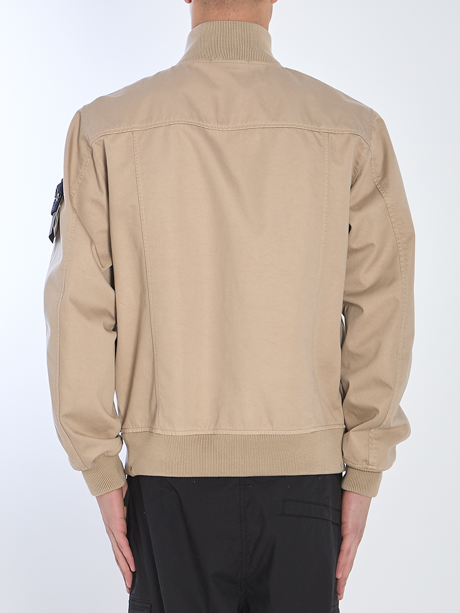 Stone Island Cotton Bomber Jacket In Nude