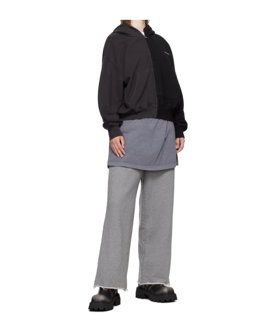 We11 Done Zippered Hooded Sweatshirt In Black