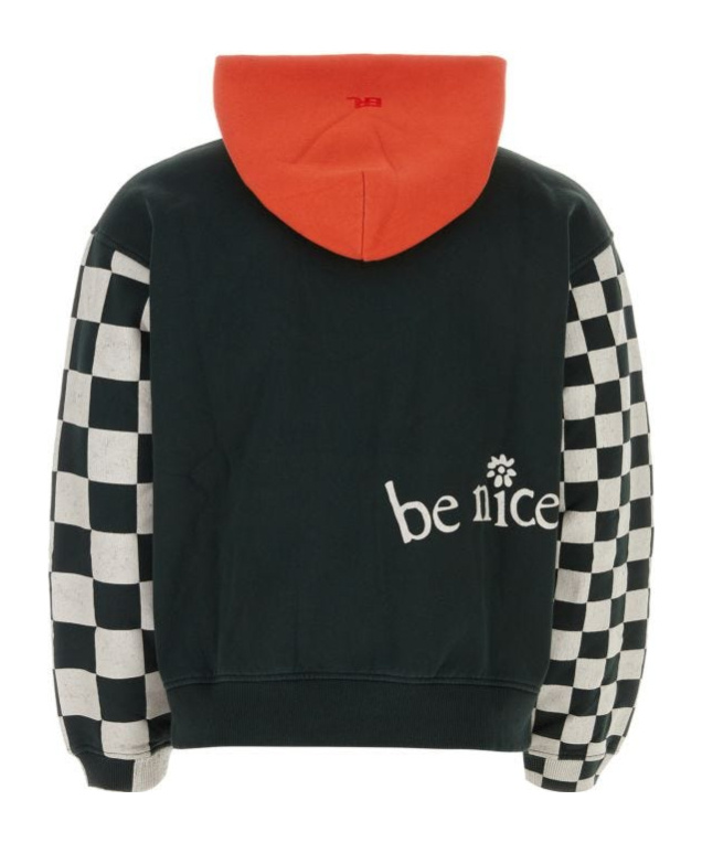 Erl Venice Checker Sleeve Hoodie In Black