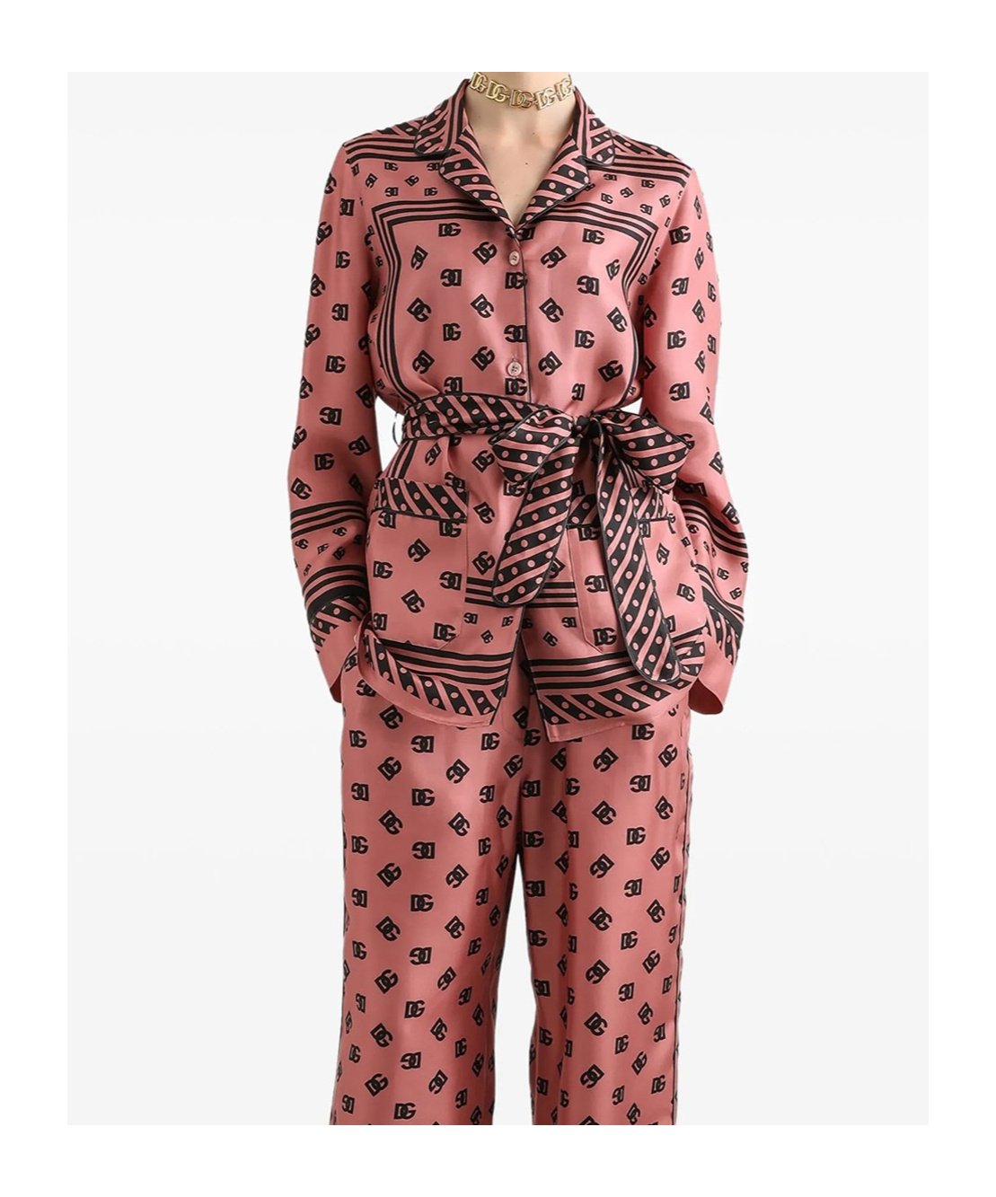 Dolce & Gabbana Silk Shirt With Collared Neck And Long Sleeves In Pink