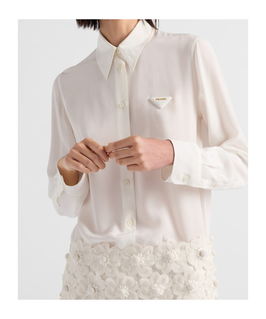 Prada Crepe Chine Shirt In Nude