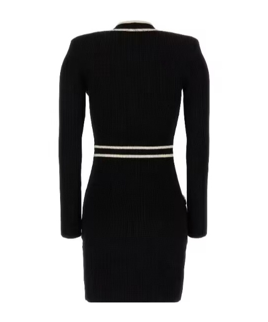 Elisabetta Franchi Contrast-trim Knitted Minidress In Black