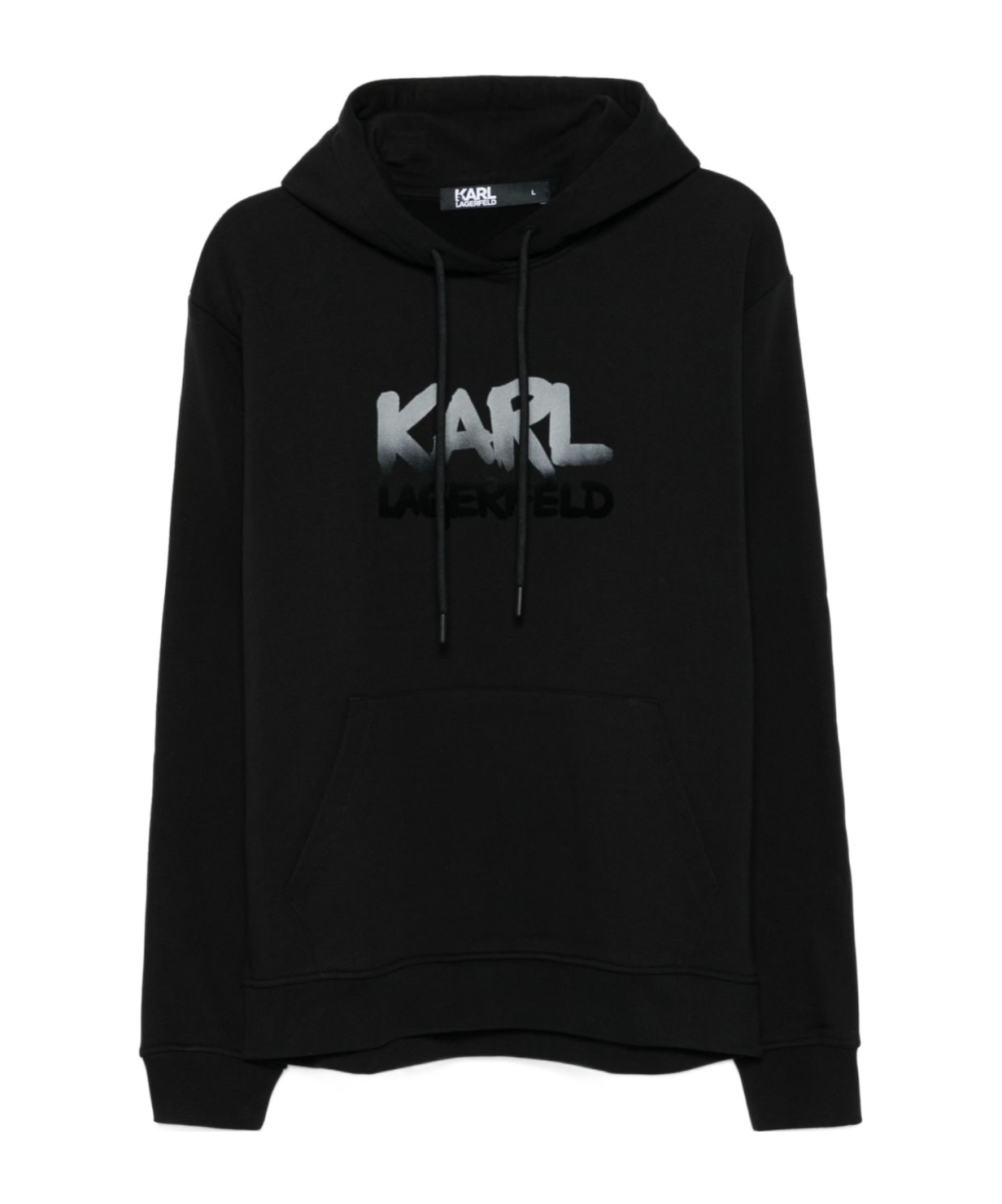 Karl Lagerfeld Logo Hoodie Drawstring Hood In Black
