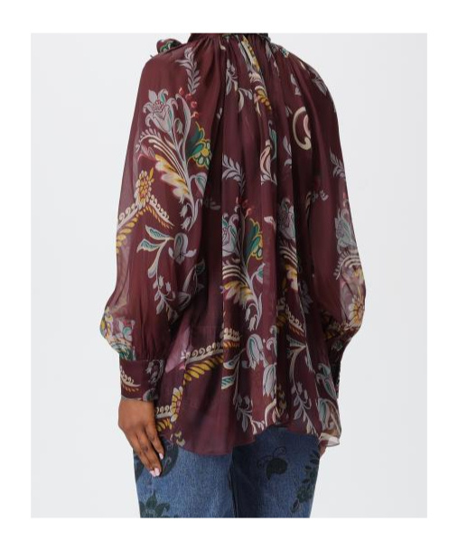 Etro Long-sleeved Blouse In Burgundy