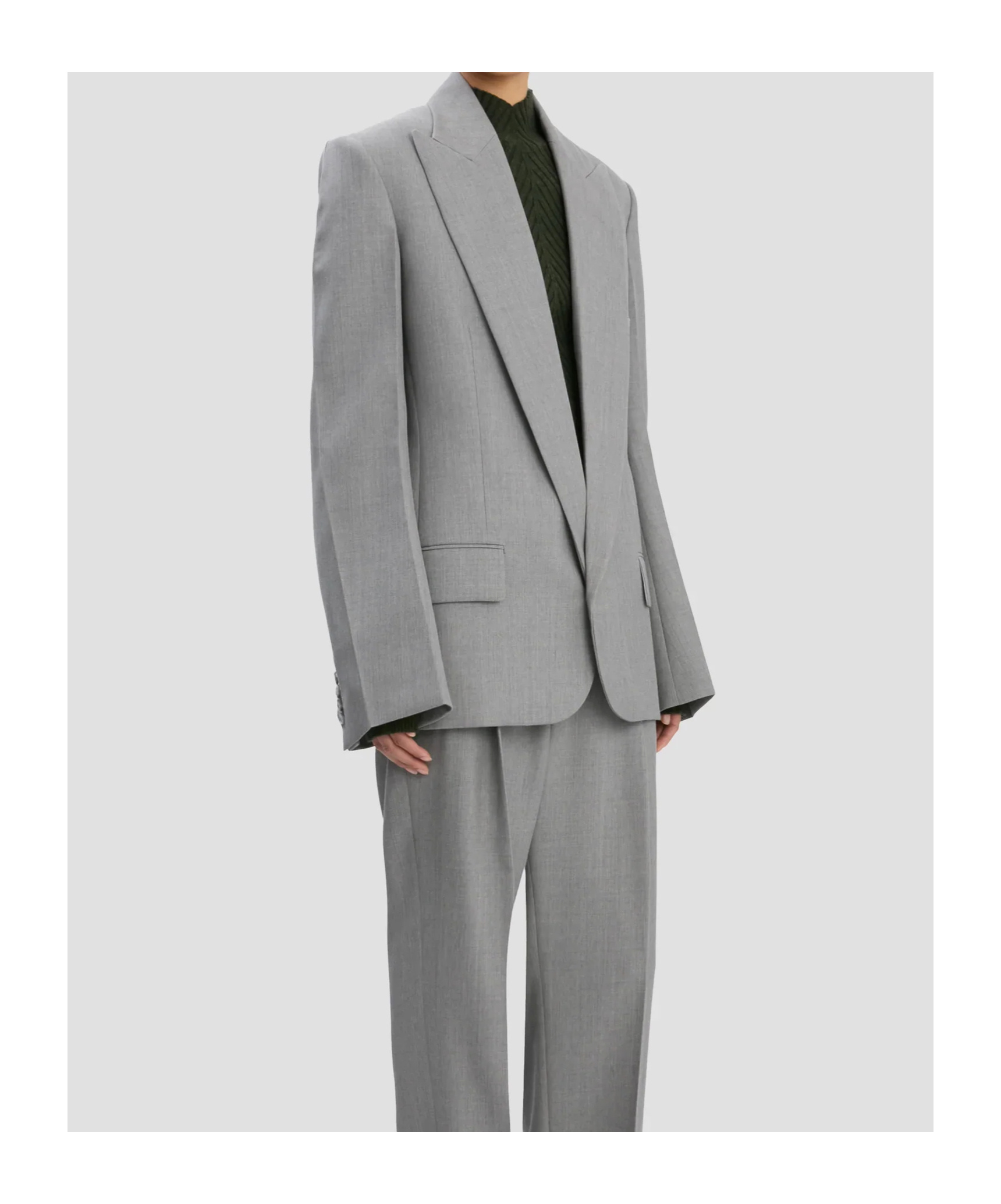 Victoria Beckham Long-sleeved Suit Jacket In Gray