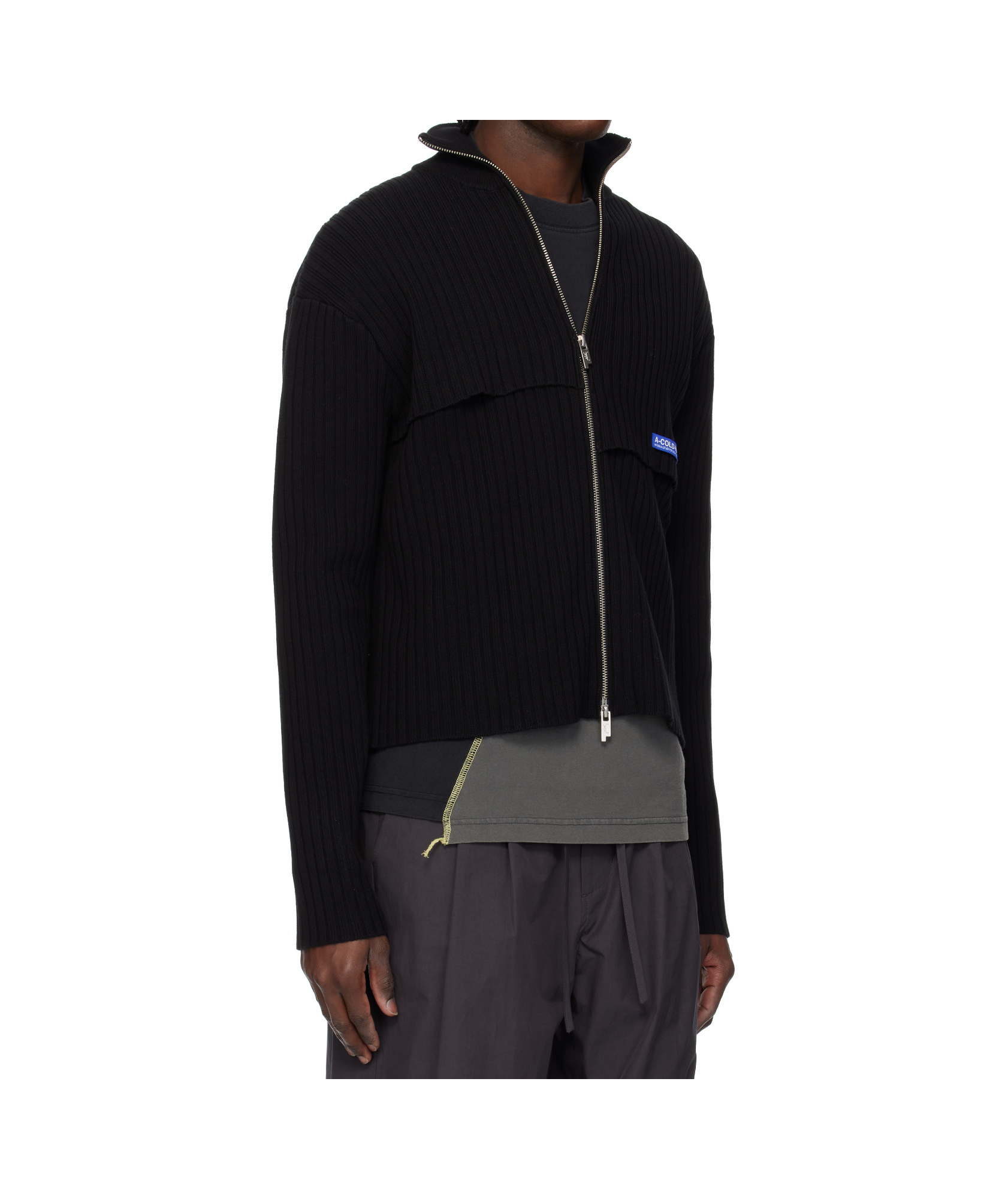 A-cold-wall* Black Panel Knit Jacket In Black