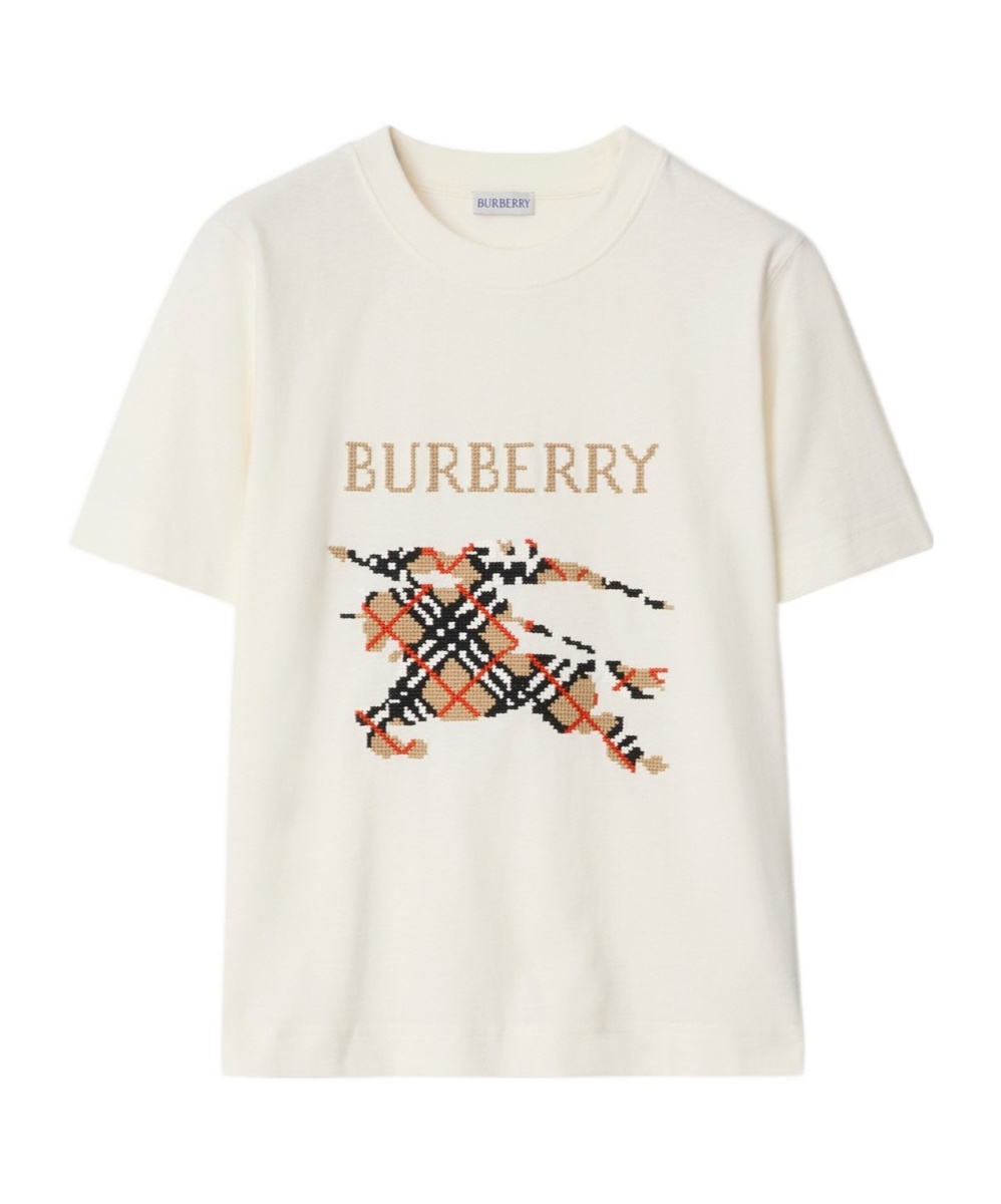 Burberry Equestrian Knight Design Cross Stitch Embroidered T-shirt