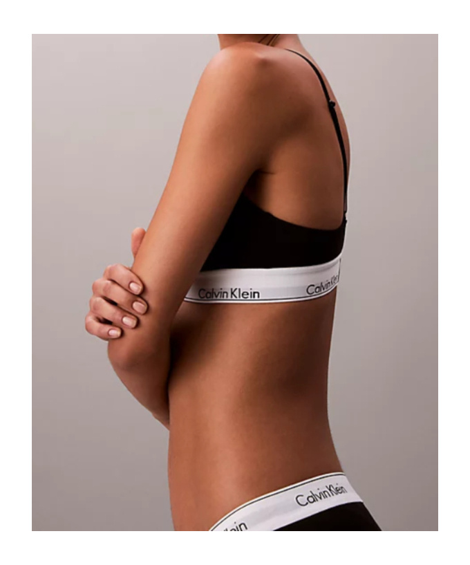 Calvin Klein Lightly Lined Triangle Bralette - Icon Cotton Modal In Black