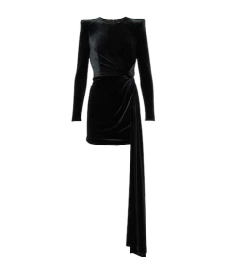 Alex Perry Draped Velvet Minidress In Black