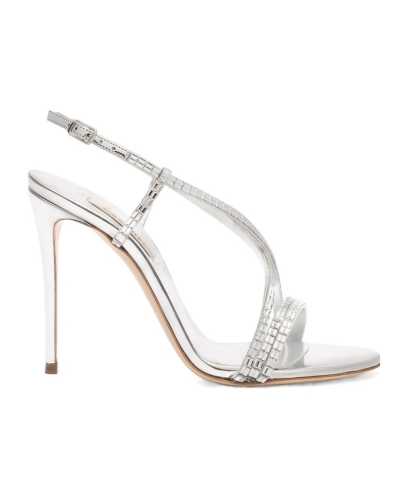 Casadei Embellished Fabric Starsway Sandals In Silver