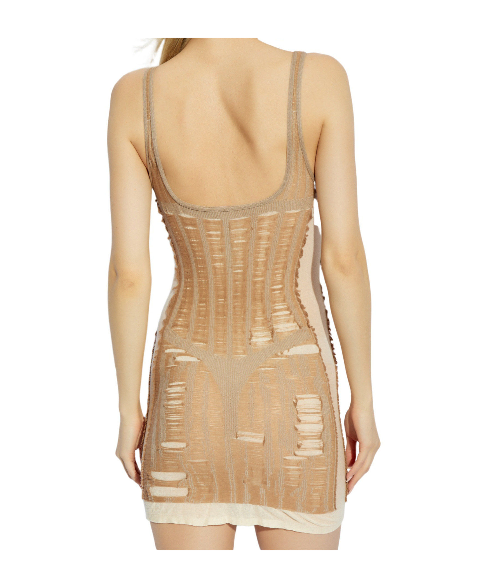 Diesel 'm-calimera' Beige Dress With Insert Design And Second Skin Effect In Nude
