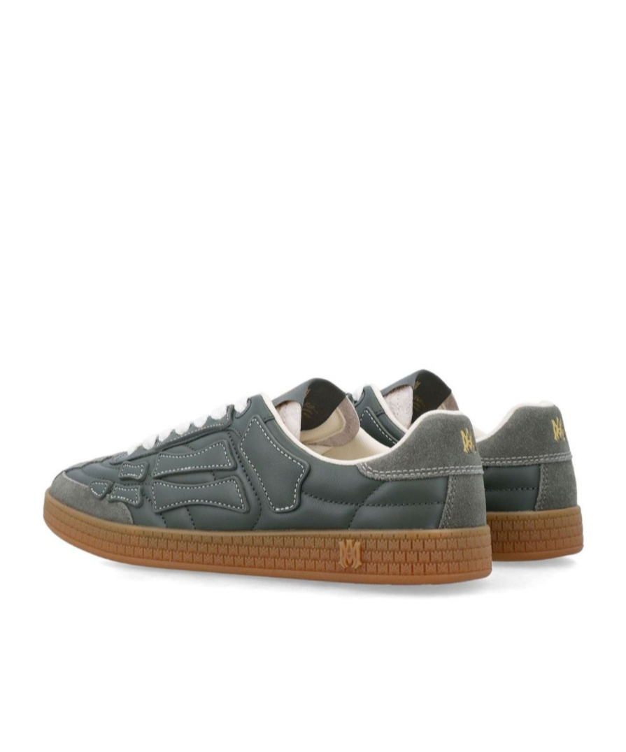 Amiri Pacific Bones Leather Sneakers In Gray