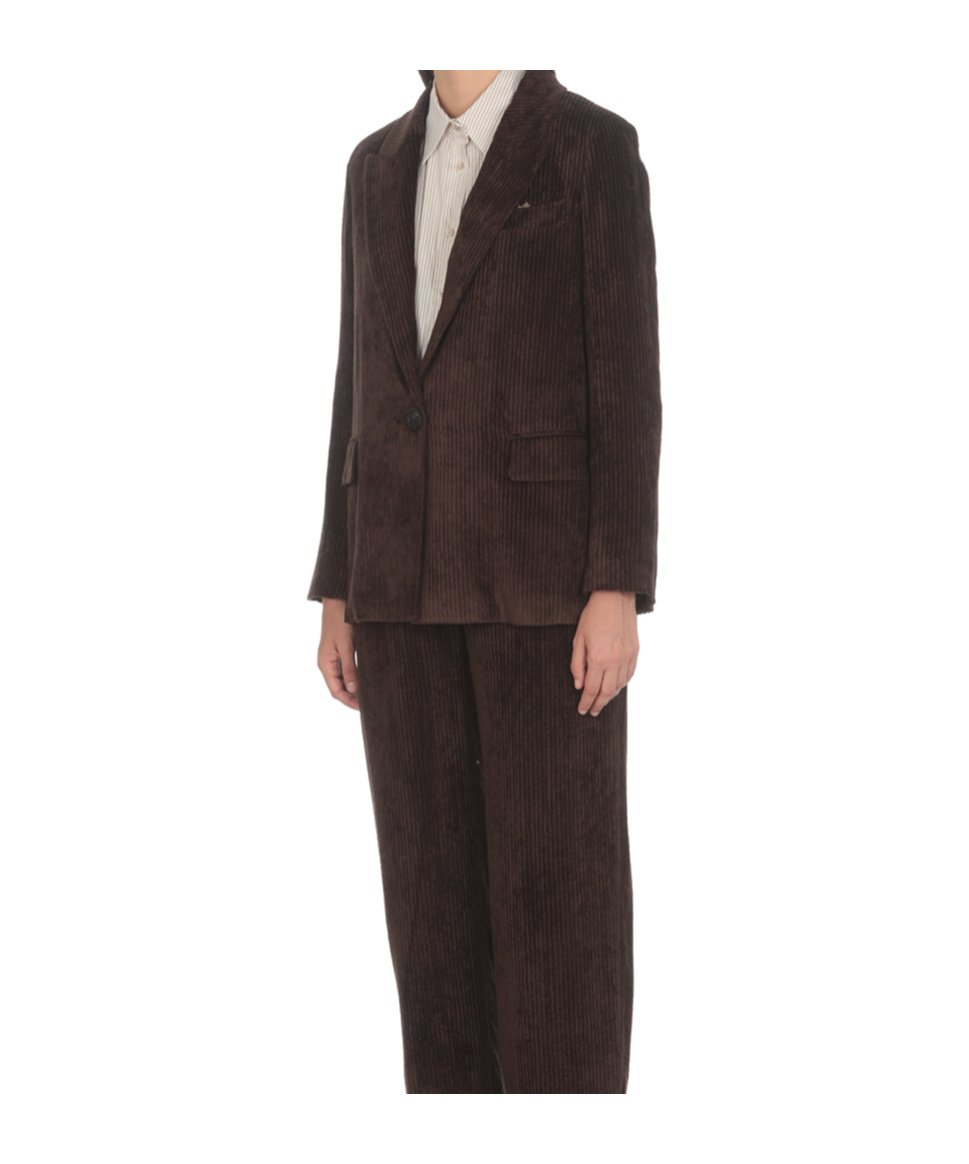 Peserico Tailored Corduroy Single-brested Blazer In Brown