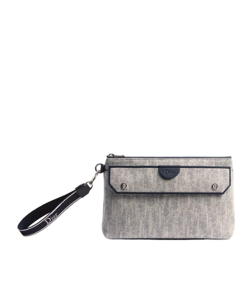 Dior Iviera Pocket Jett A5 Triangle Pouch In Gray