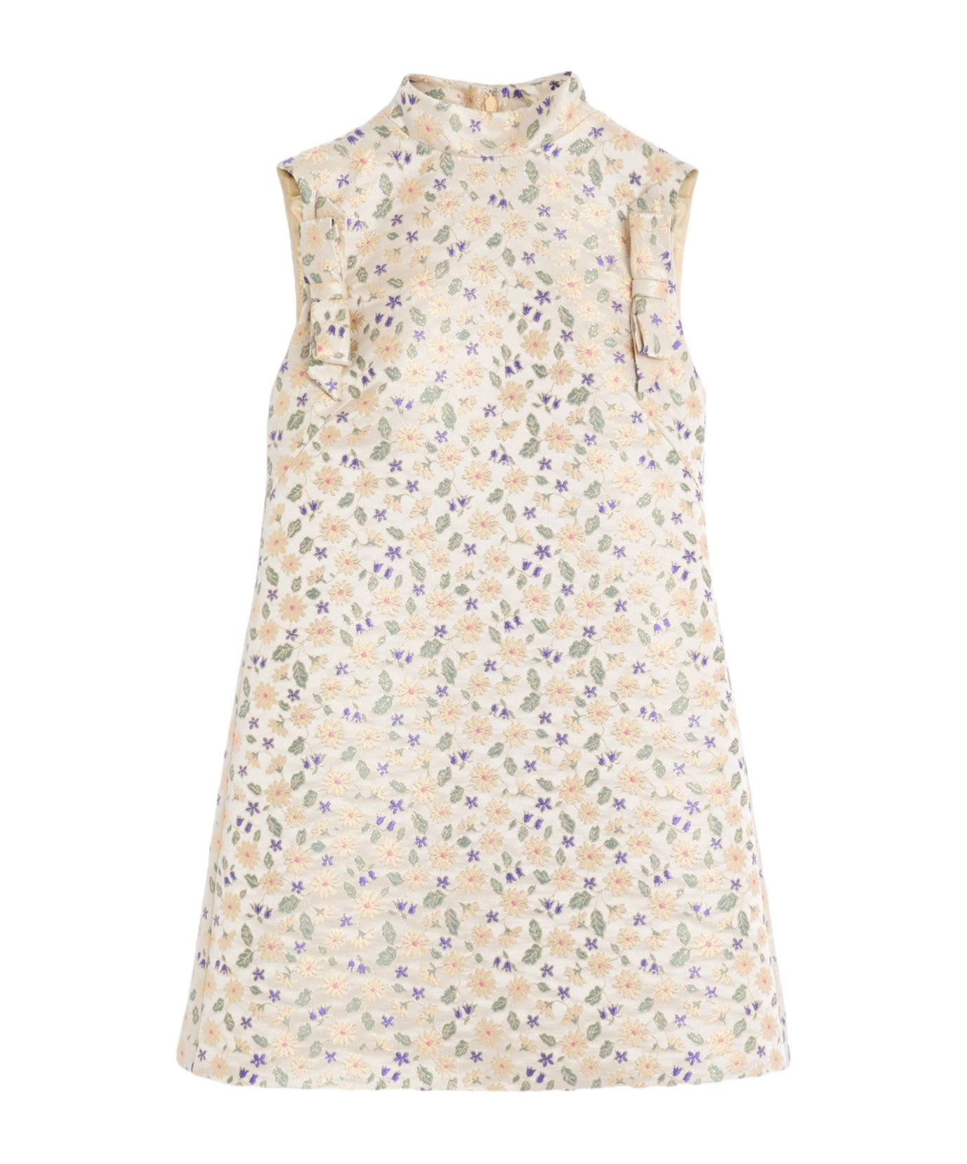 Valentino Abito Corto In Jacquard Garden Lurex In Multi
