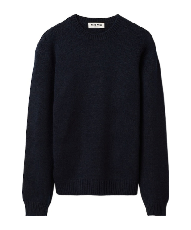 Miu Miu Plain Knit Cashmere Jumper In Black