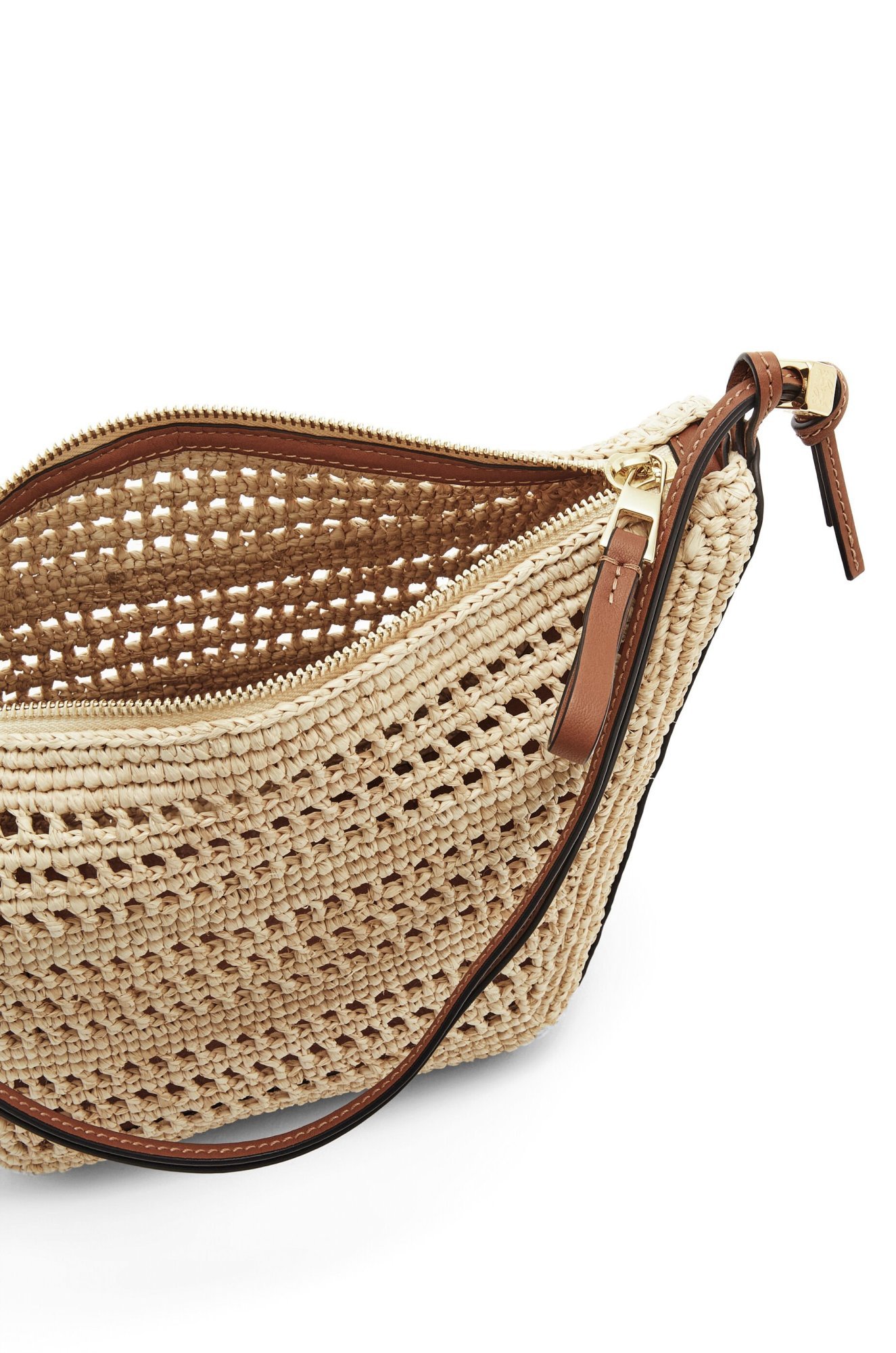 Shop Loewe Mini Hammock Hobo In Raffia And Calfskin In Nude