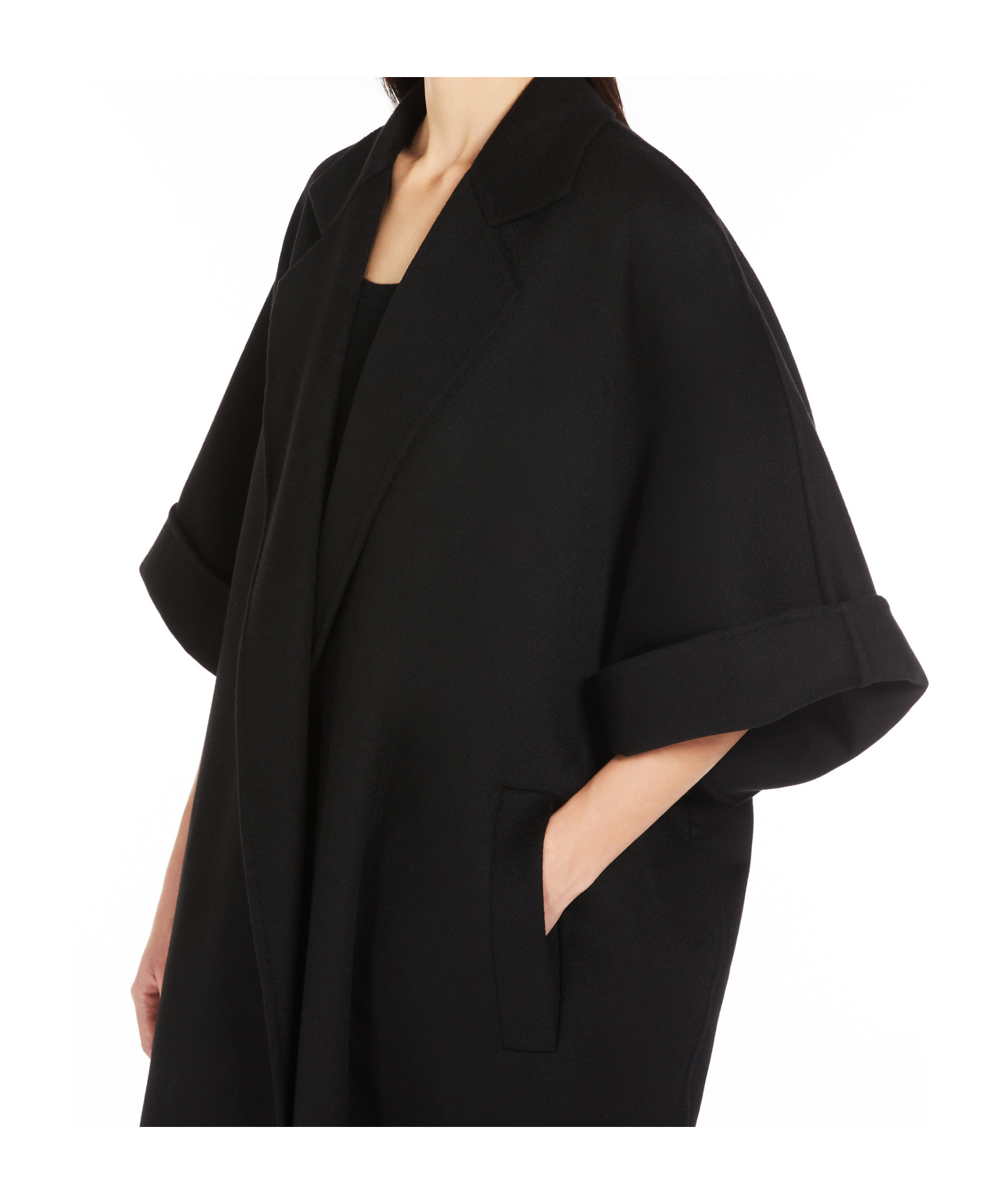 Max Mara Lapel Cape In Black