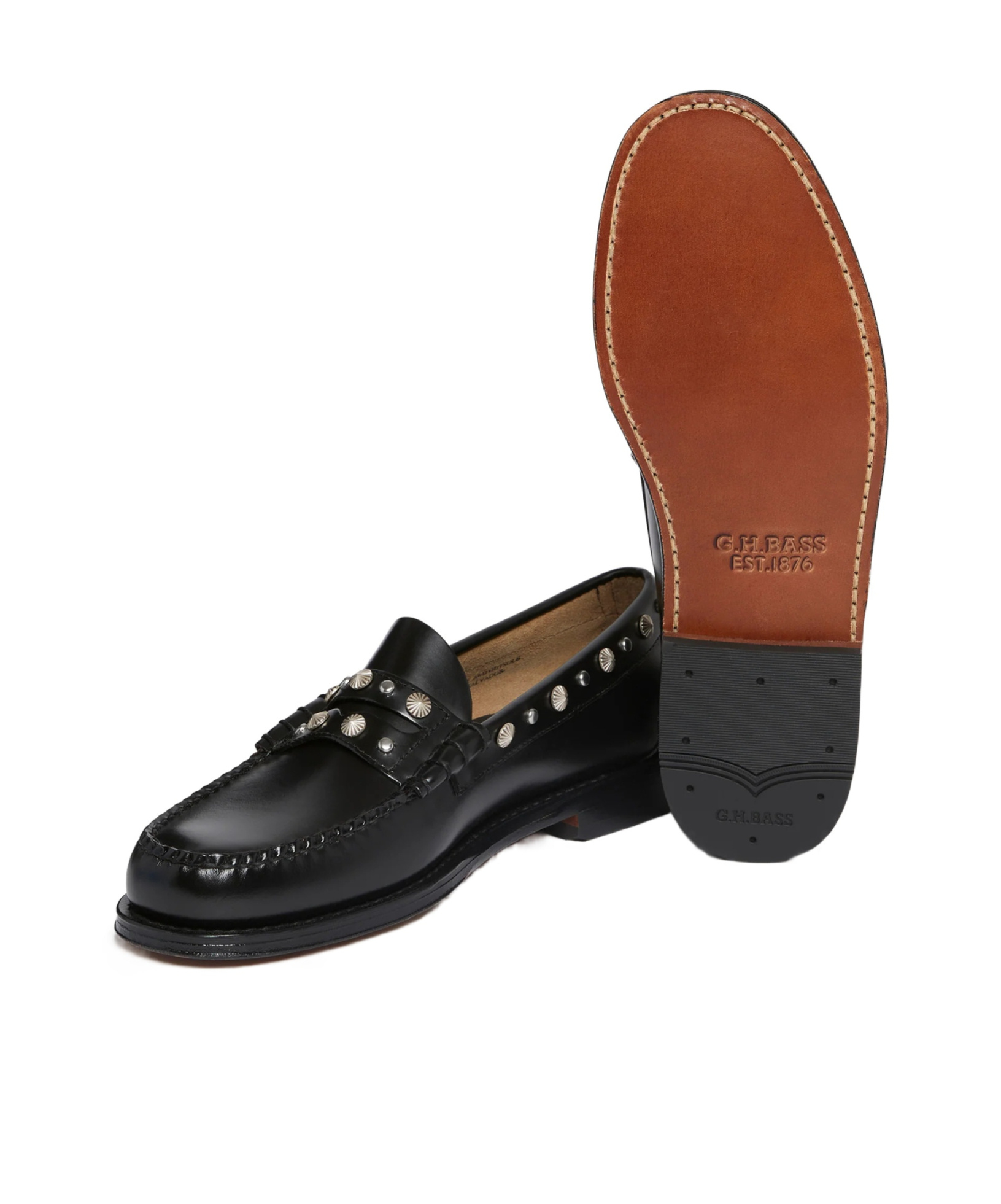 G.h. Bass & Co. Weejuns Larson Western Stud Loafers In Black