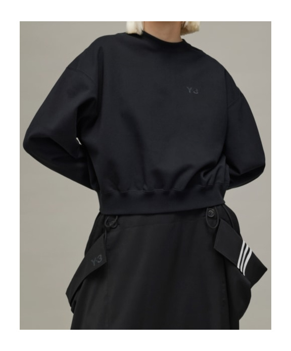 Y-3 Stretch Cotton Oversized Sweater With Crew Neck In Black