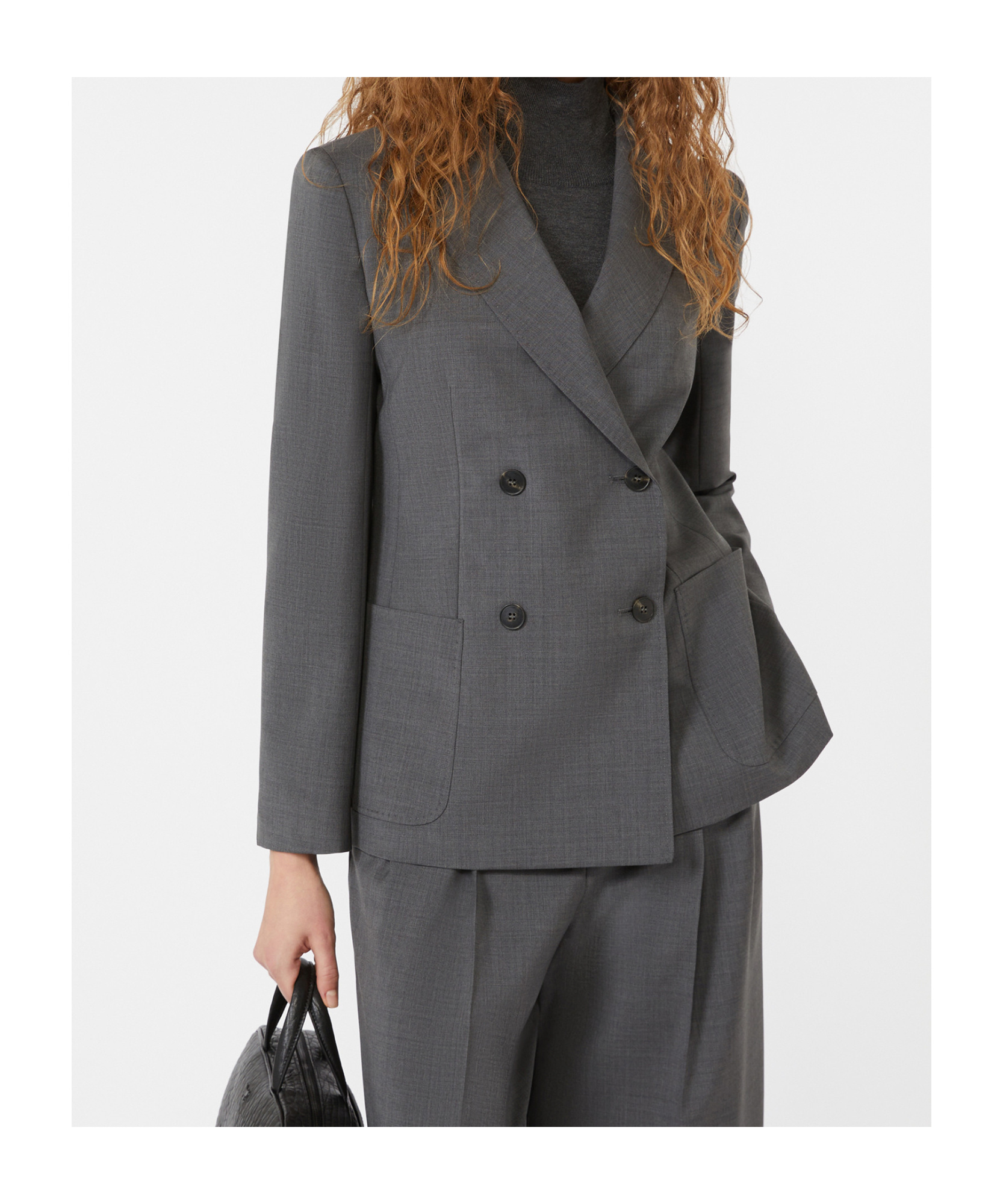 Weekend Max Mara Wool Double-breasted Blazer In Gray