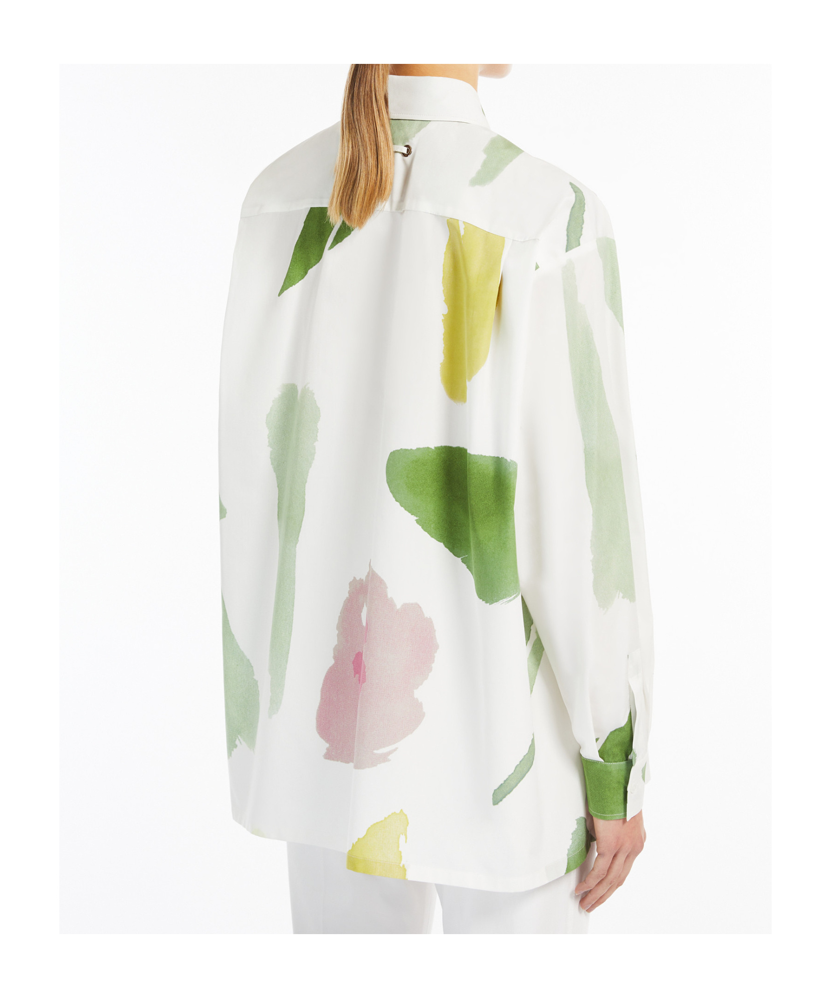 Max Mara Verace Abstract-print Long-sleeve Shirt In White
