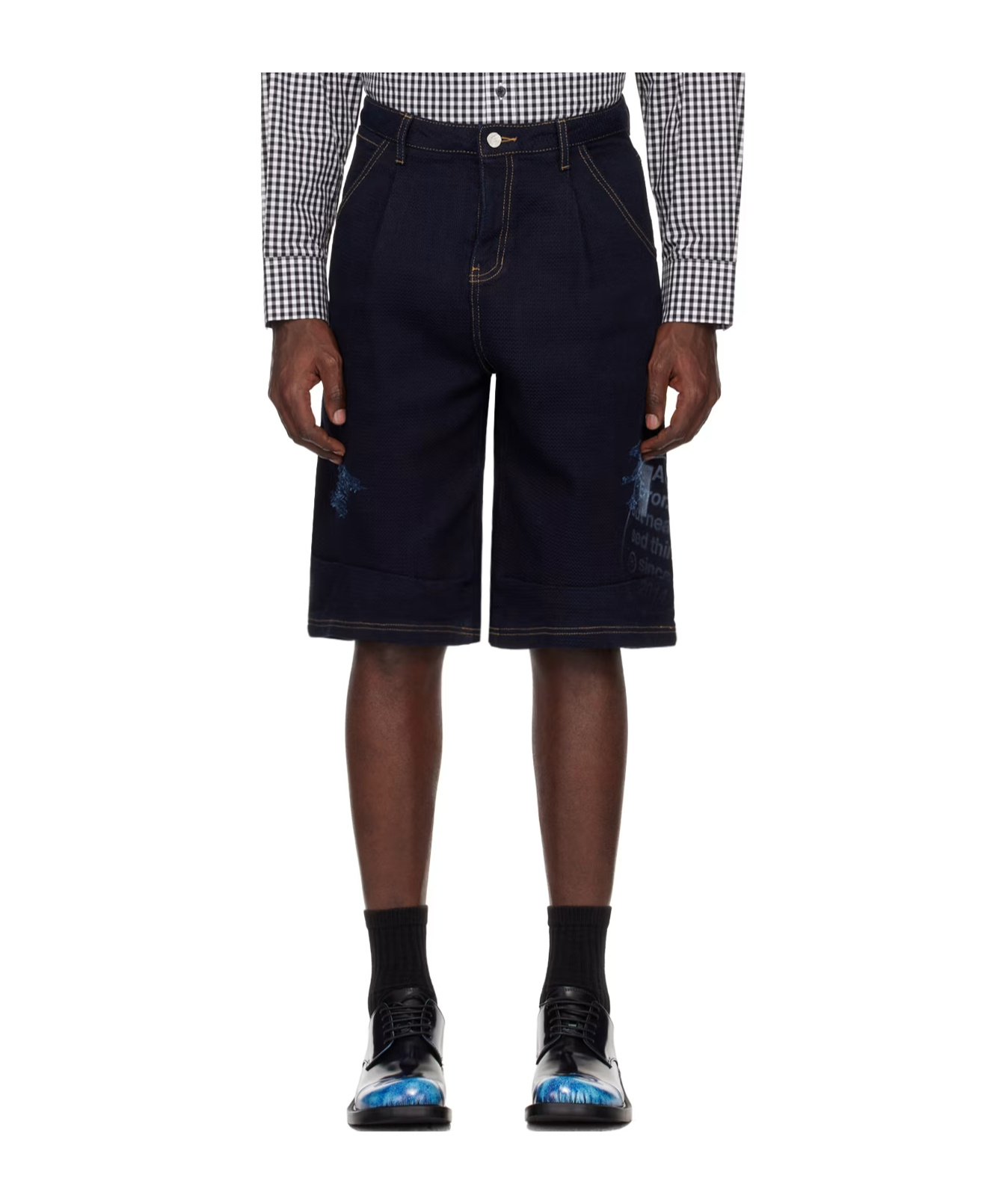 Ader Error Belt Loop Zipper Shorts In Black
