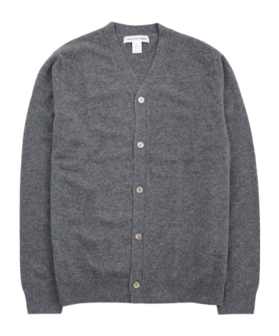 Comme Des Garçons Long-sleeved Knitted Cardigan In Gray